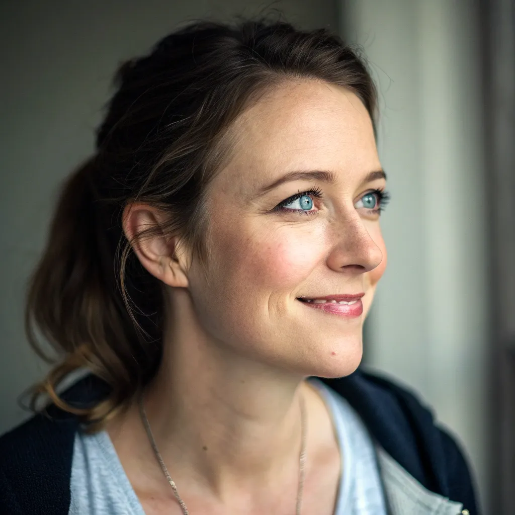 Portrait of satisfied customer, Sarah Linton